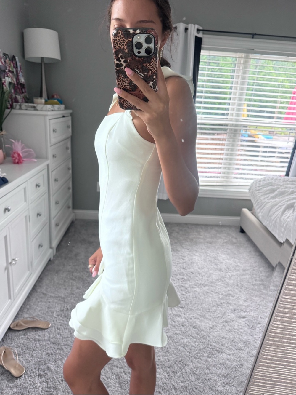 BCBGeneration White Ruffle-Detail Mini Dress - Picture 5 of 7